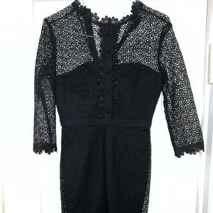 Black lace knee length dress